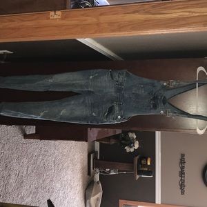 Skinny jean overalls